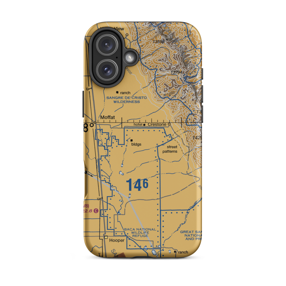 Baca Grande Airfield (BCJ) VFR Sectional  Tough iPhone Case iPhone 16 Plus model shown
