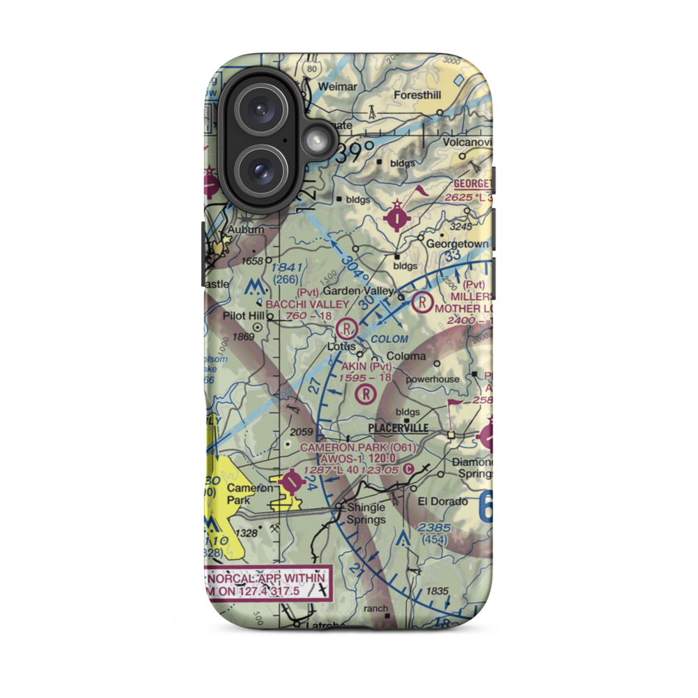 Bacchi Valley Industries Airport (80CA) VFR Sectional  Tough iPhone Case iPhone 16 Plus model shown