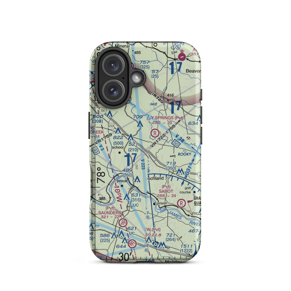 Bachman Farm Ultralightport (US-0124) VFR Sectional  Tough iPhone Case iPhone 16 model shown
