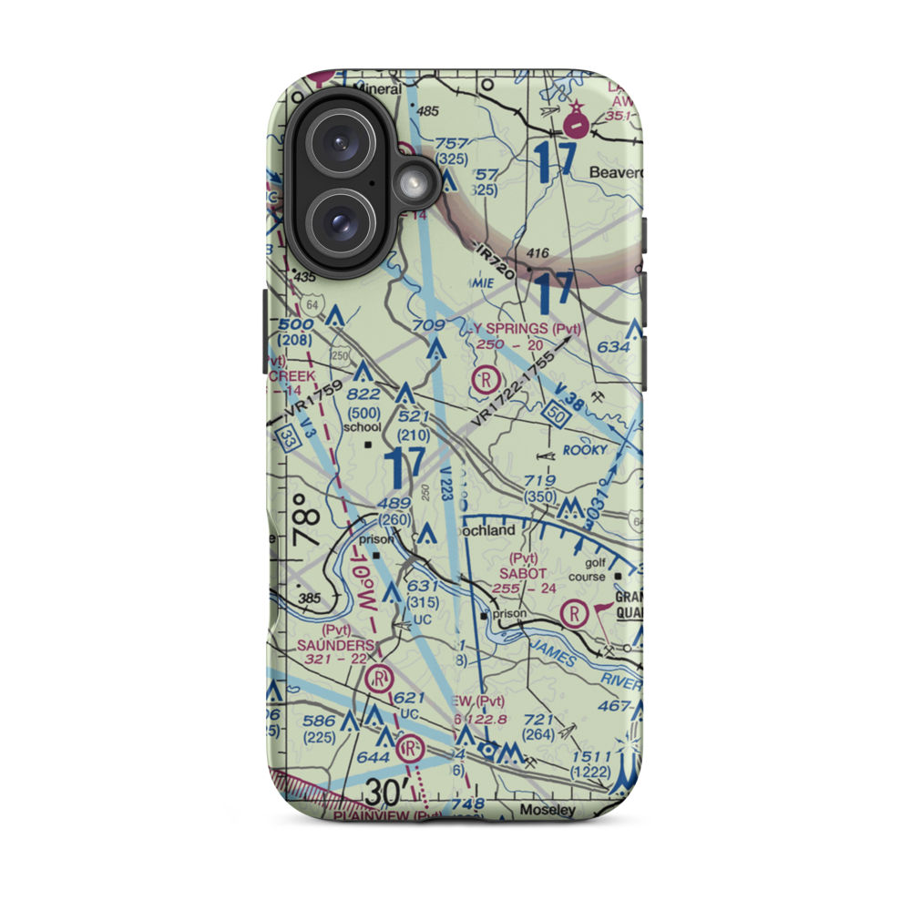 Bachman Farm Ultralightport (US-0124) VFR Sectional  Tough iPhone Case iPhone 16 Plus model shown