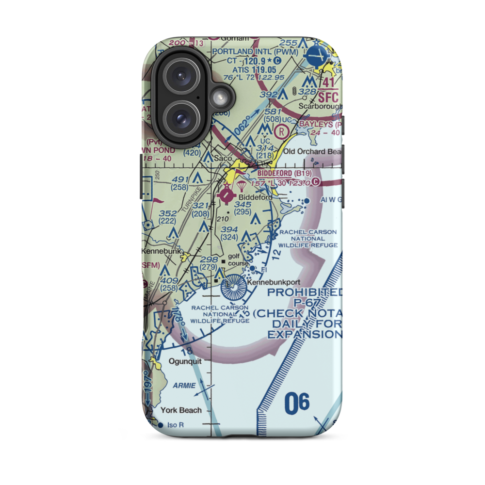 Back Acres Airport (ME46) VFR Sectional  Tough iPhone Case iPhone 16 Plus model shown