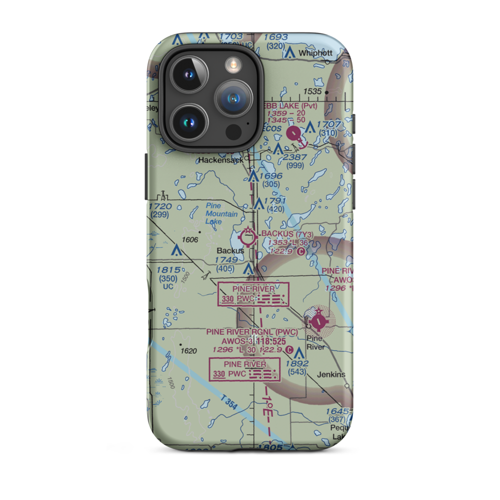 Backus Municipal Airport (7Y3) VFR Sectional  Tough iPhone Case iPhone 16 Pro Max model shown