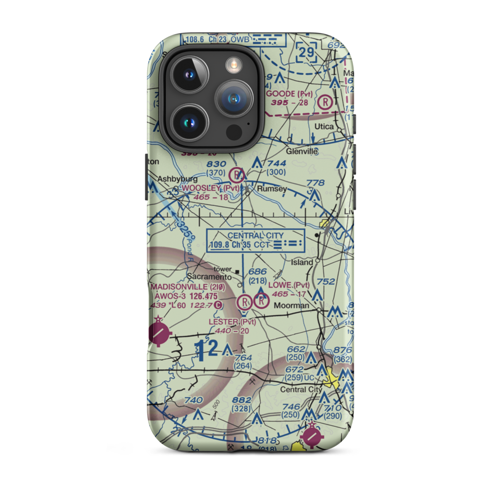 Baggett Farms Airport (93KY) VFR Sectional  Tough iPhone Case iPhone 16 Pro Max model shown