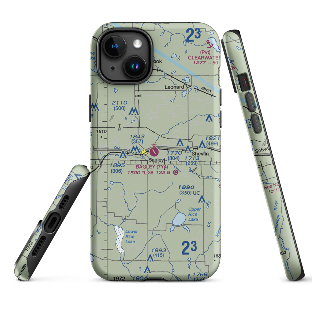 Bagley Municipal Airport (7Y4) VFR Sectional  Tough iPhone Case iPhone 15 Plus model shown