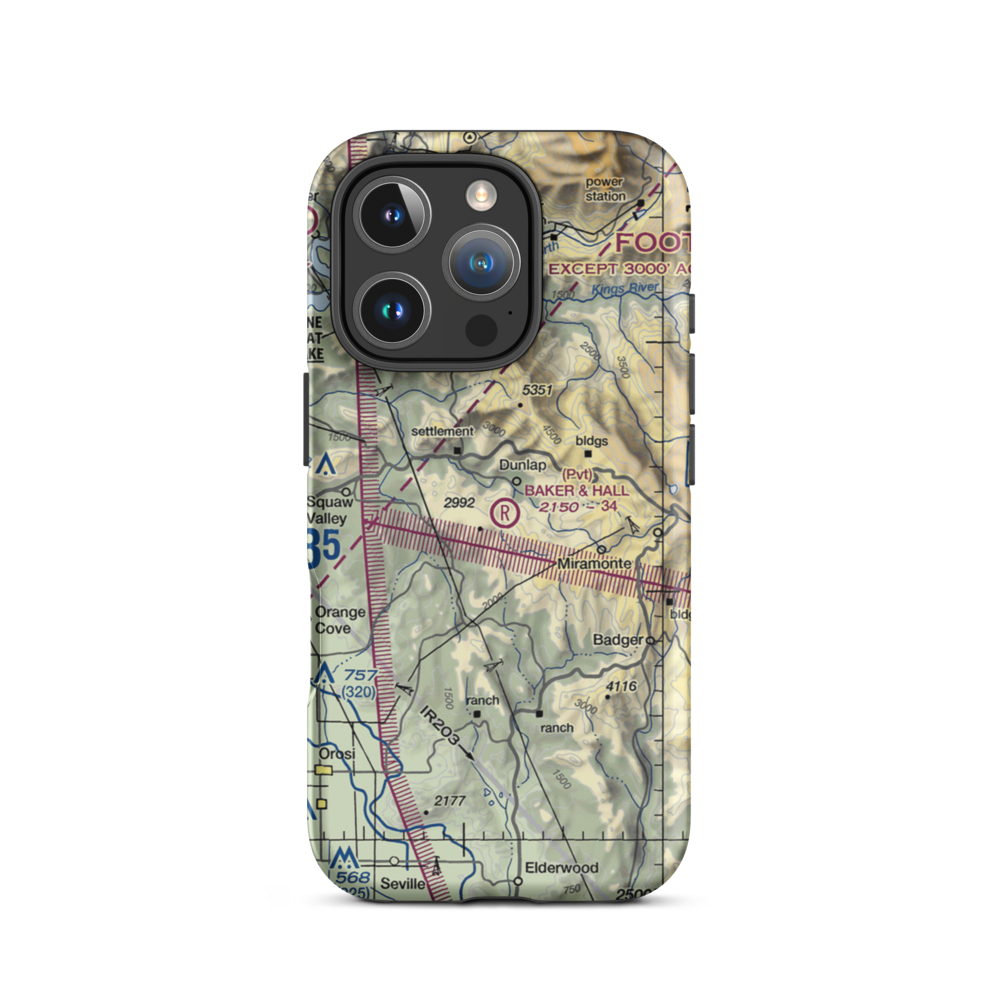 Baker & Hall Airport (77CL) VFR Sectional  Tough iPhone Case iPhone 16 Pro model shown