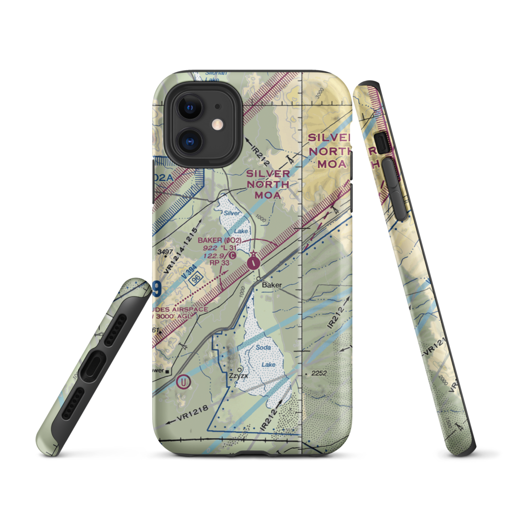 Baker Airport (0O2) VFR Sectional  Tough iPhone Case iPhone 11 model shown