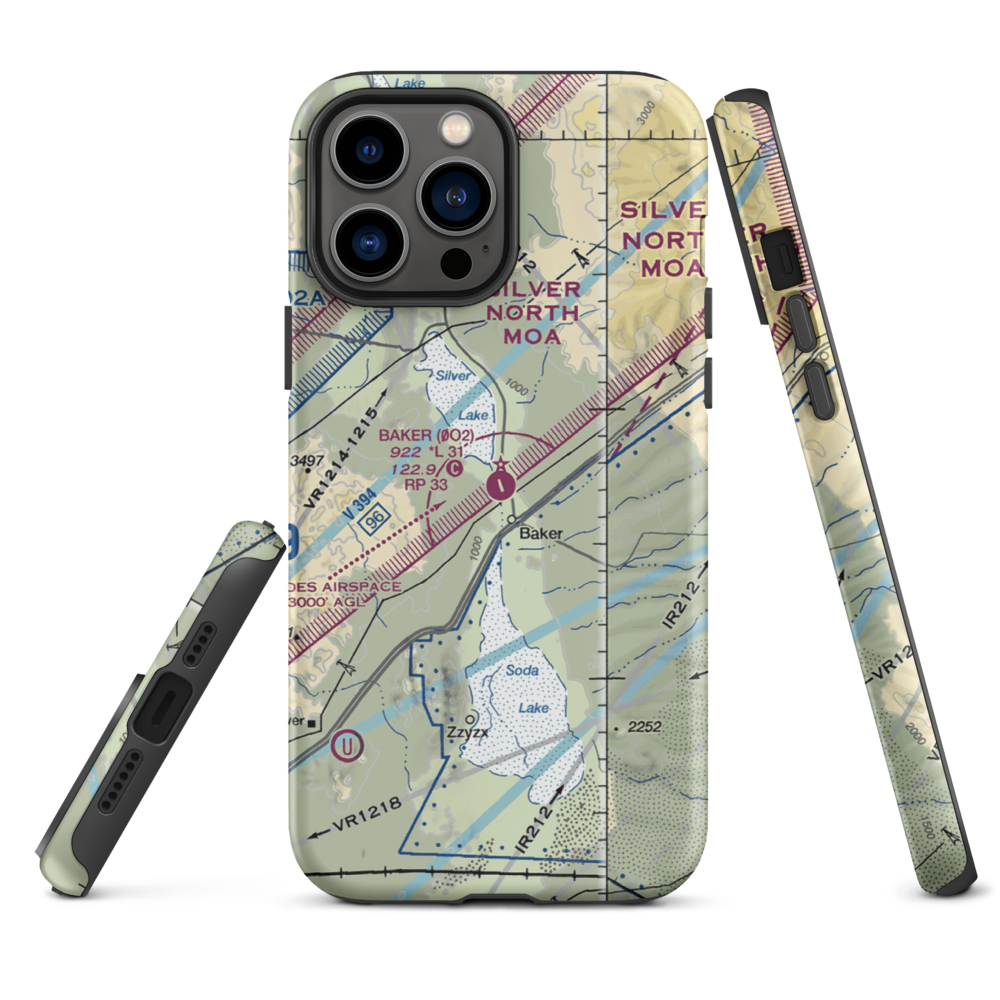Baker Airport (0O2) VFR Sectional  Tough iPhone Case iPhone 13 Pro Max model shown