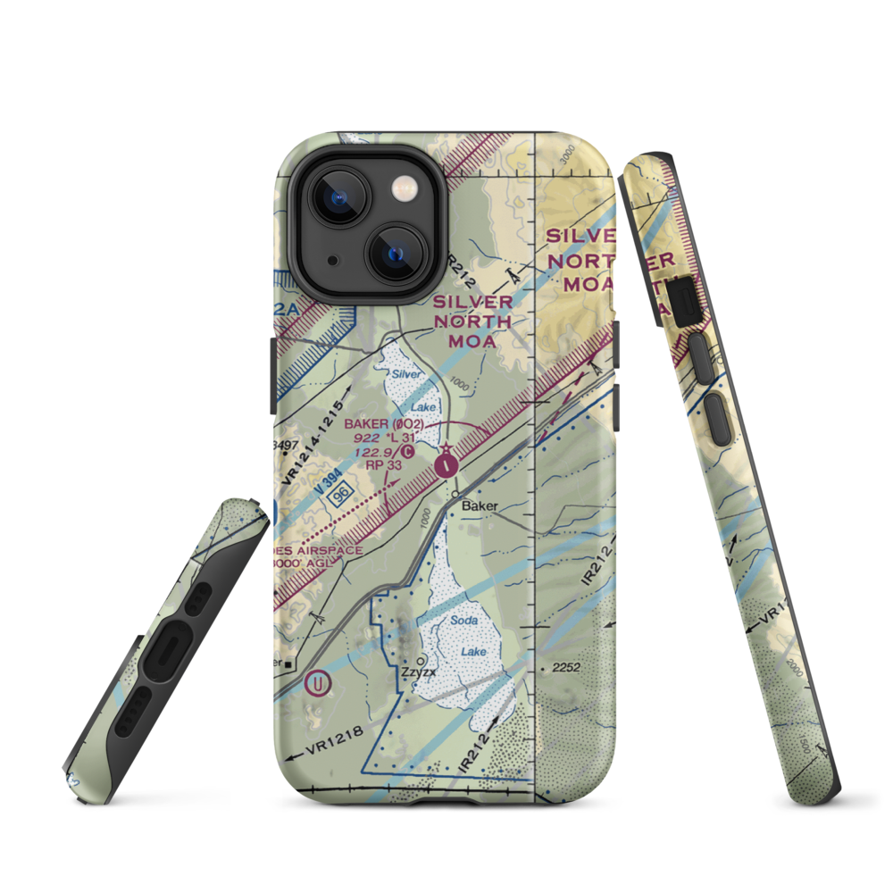 Baker Airport (0O2) VFR Sectional  Tough iPhone Case iPhone 14 model shown