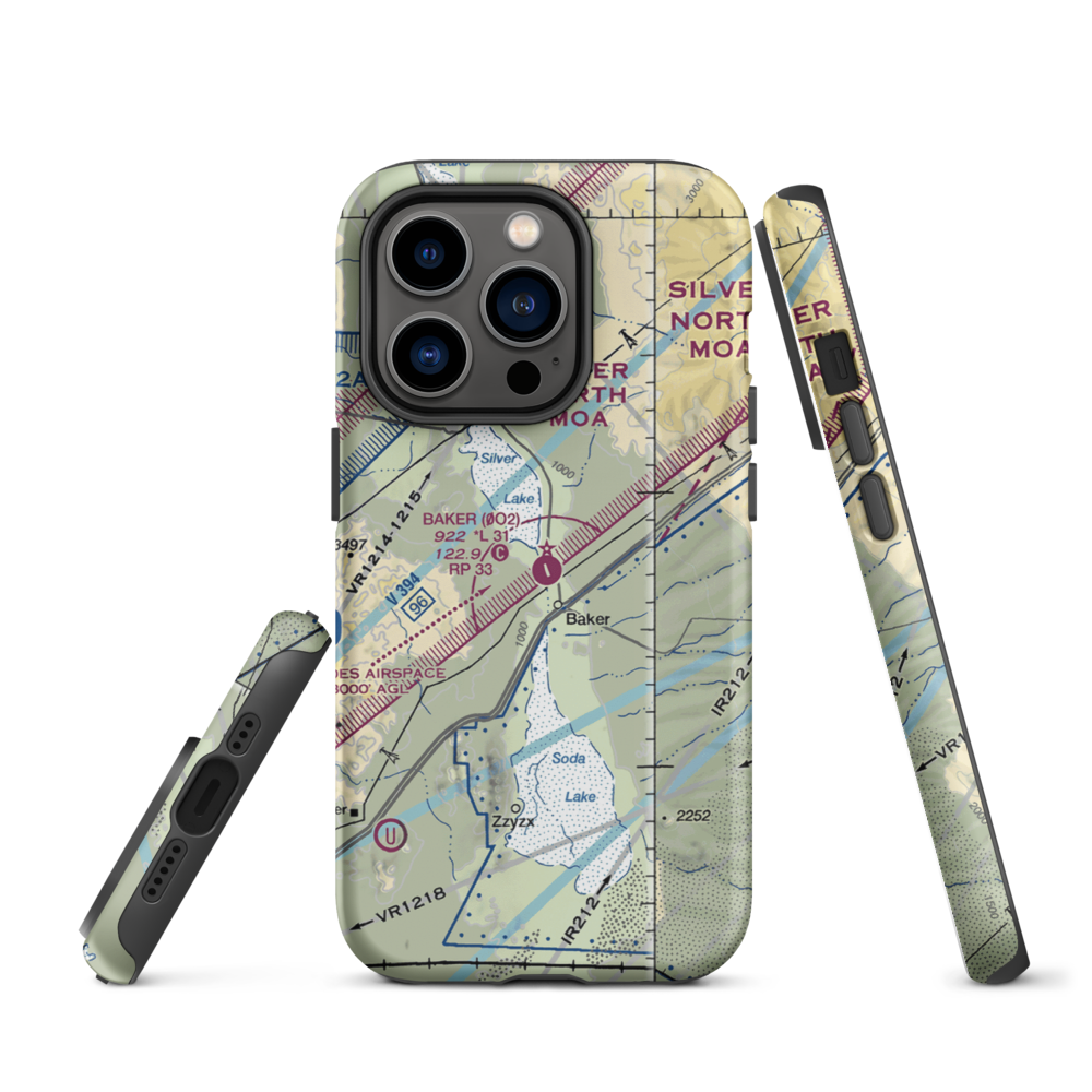Baker Airport (0O2) VFR Sectional  Tough iPhone Case iPhone 14 Pro model shown