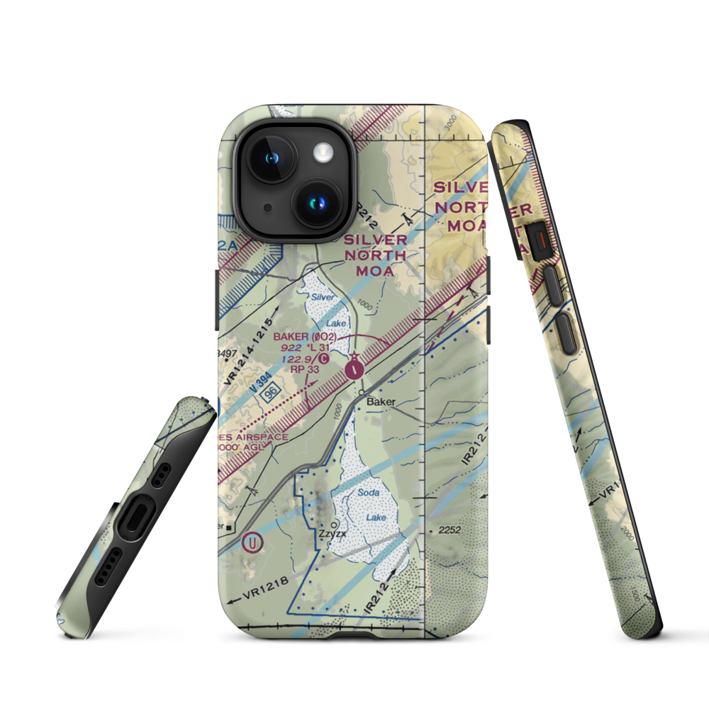 Baker Airport (0O2) VFR Sectional  Tough iPhone Case iPhone 15 model shown