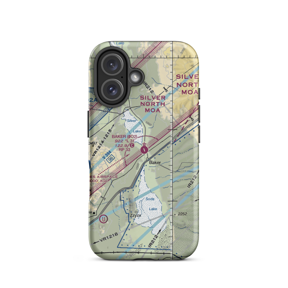 Baker Airport (0O2) VFR Sectional  Tough iPhone Case iPhone 16 model shown