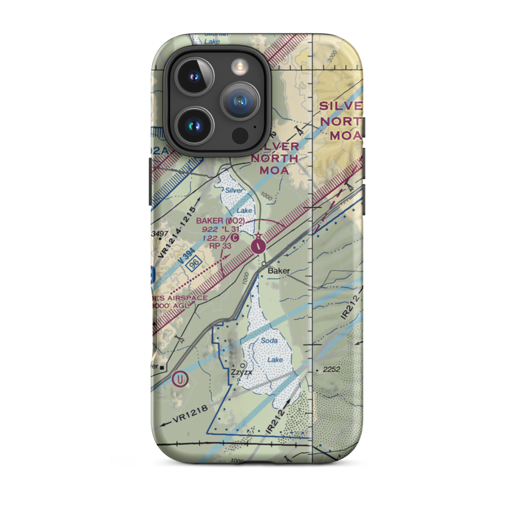 Baker Airport (0O2) VFR Sectional  Tough iPhone Case iPhone 16 Pro Max model shown