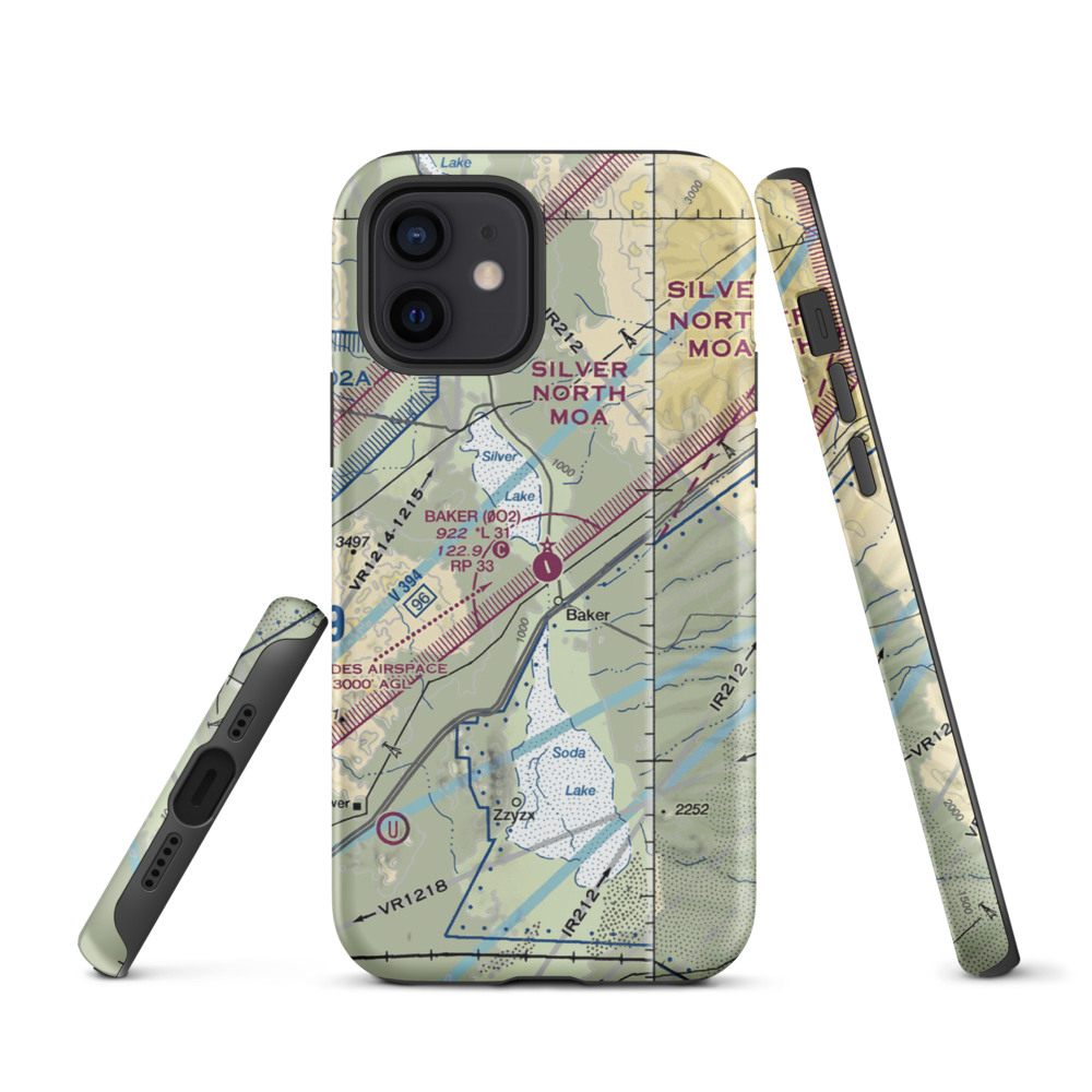 Baker Airport (0O2) VFR Sectional  Tough iPhone Case iPhone 12 model shown