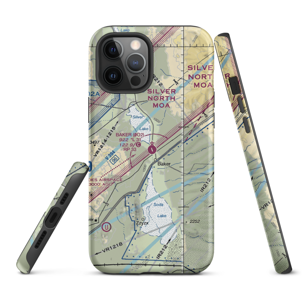 Baker Airport (0O2) VFR Sectional  Tough iPhone Case iPhone 12 Pro Max model shown