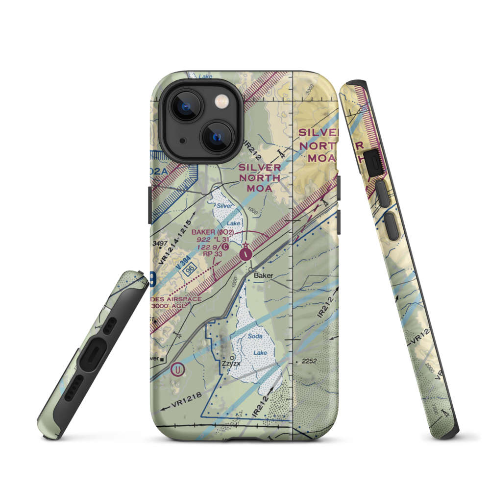 Baker Airport (0O2) VFR Sectional  Tough iPhone Case iPhone 13 model shown