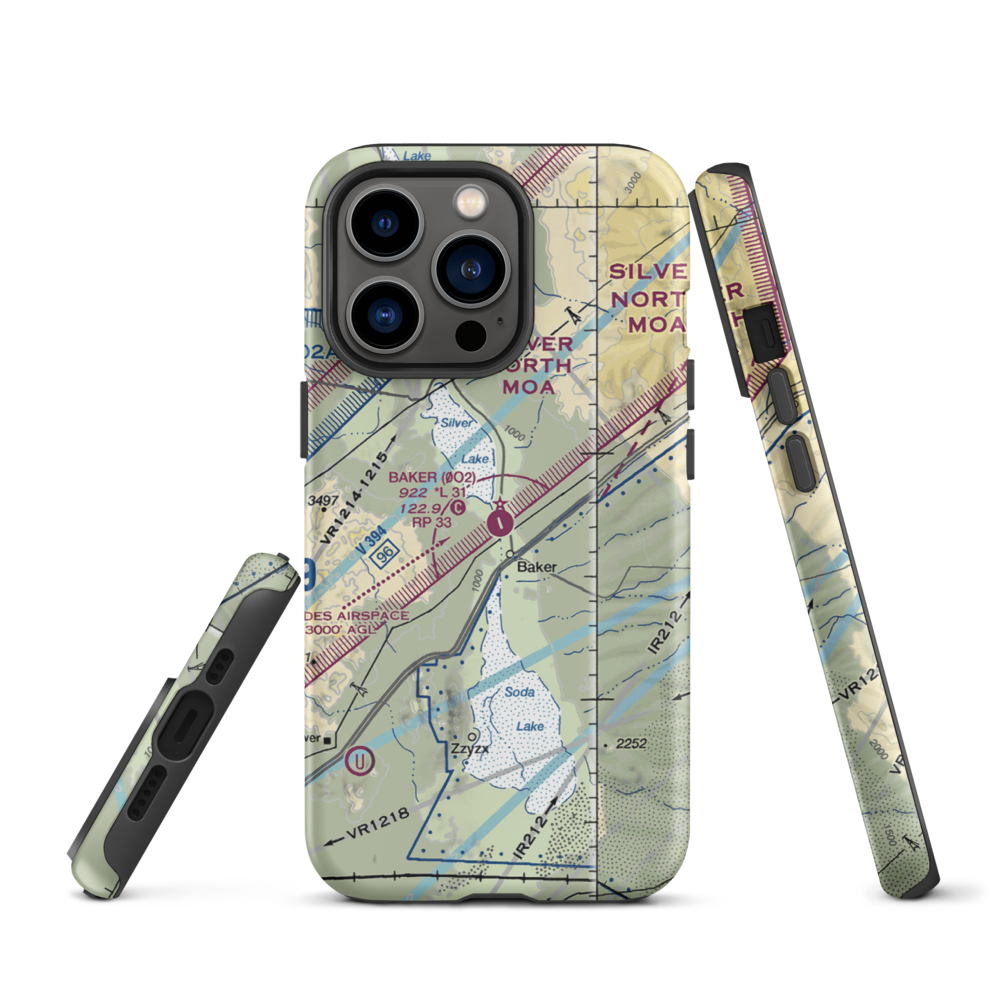 Baker Airport (0O2) VFR Sectional  Tough iPhone Case iPhone 13 Pro model shown