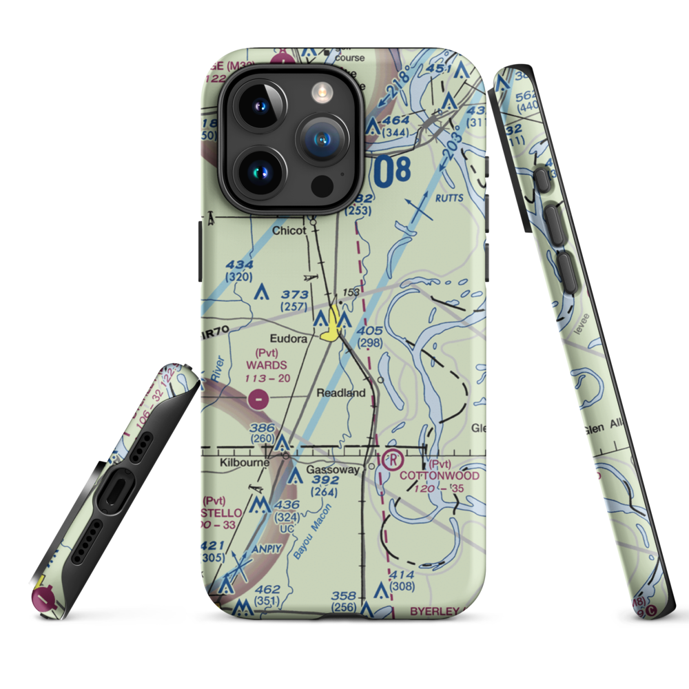 Baker Flying Service Airport (AR01) VFR Sectional  Tough iPhone Case iPhone 15 Pro Max model shown