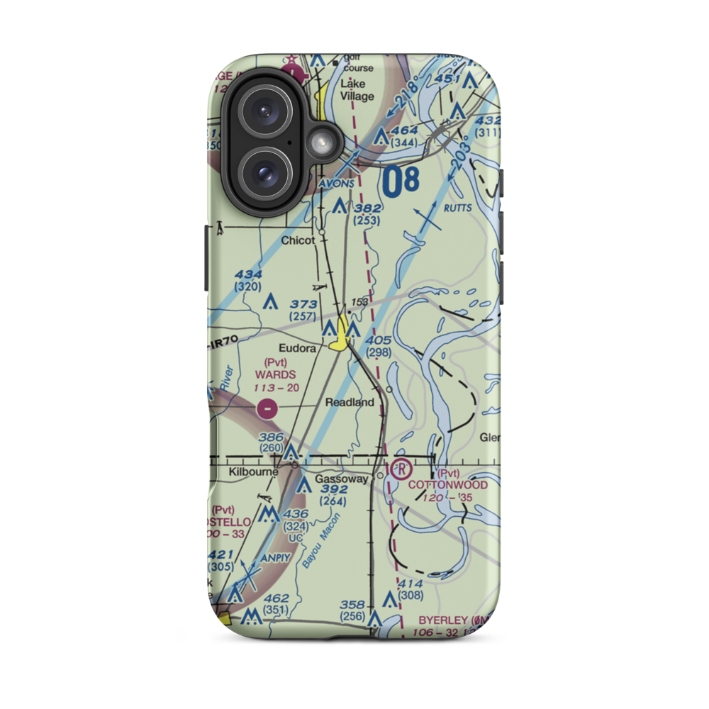 Baker Flying Service Airport (AR01) VFR Sectional  Tough iPhone Case iPhone 16 Plus model shown