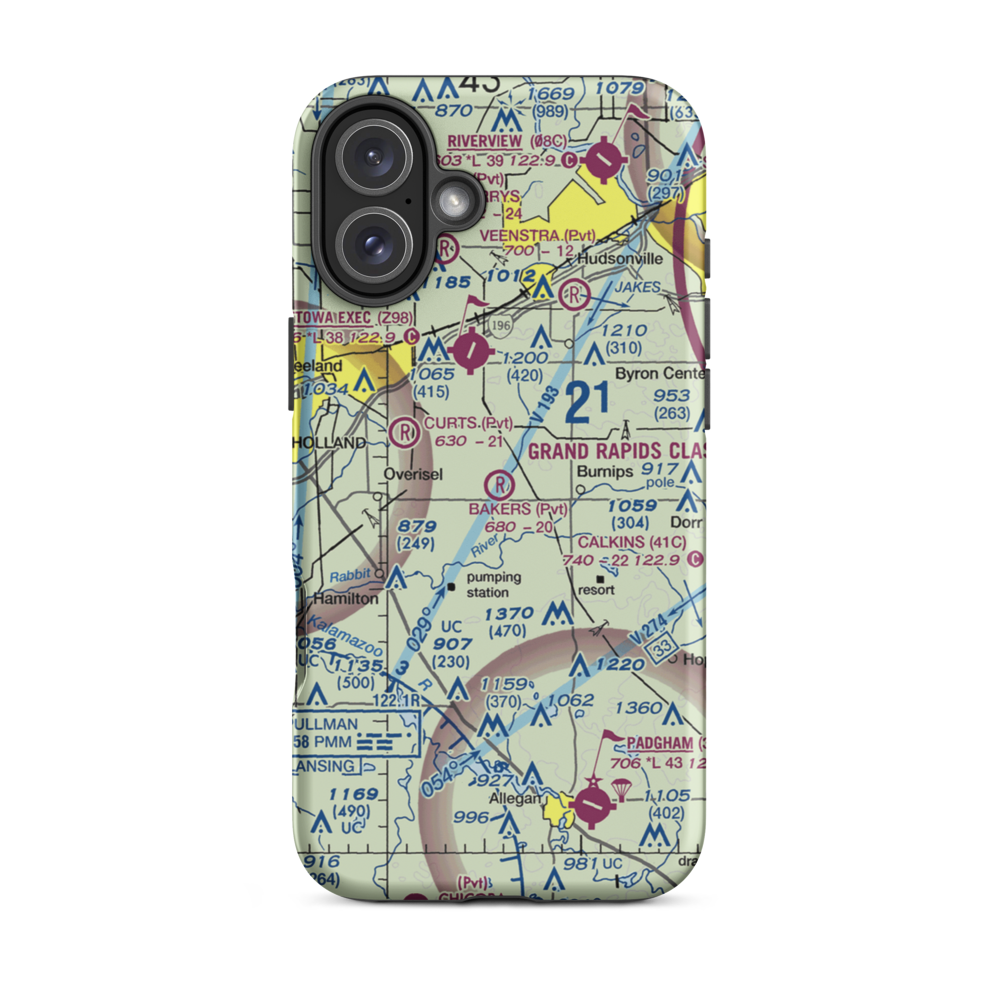 Bakers Field (MI88) VFR Sectional  Tough iPhone Case iPhone 16 Plus model shown
