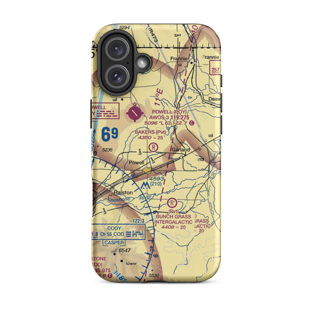 Bakers Field (WY36) VFR Sectional  Tough iPhone Case iPhone 16 Plus model shown