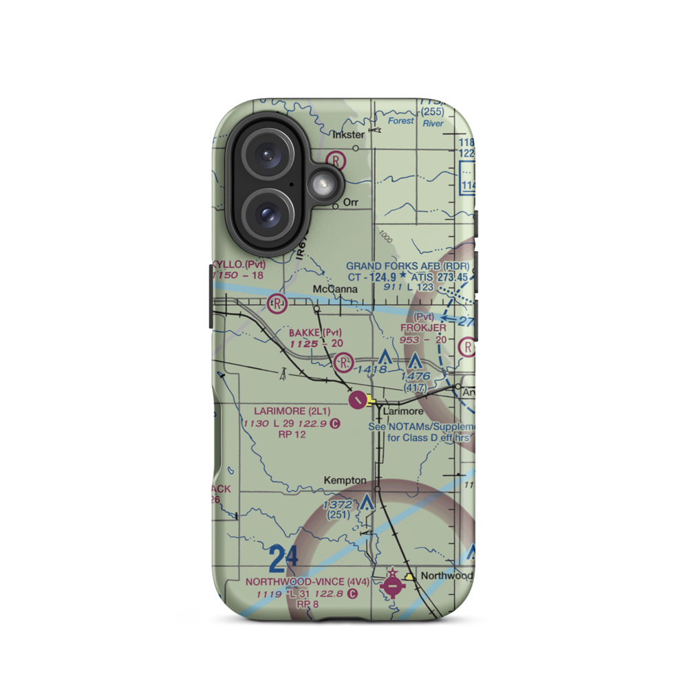 Bakke Airport (61ND) VFR Sectional  Tough iPhone Case iPhone 16 model shown