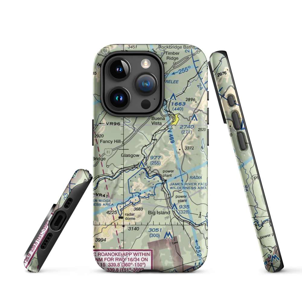 Balcony Downs Airstrip (VA43) VFR Sectional  Tough iPhone Case iPhone 15 Pro model shown