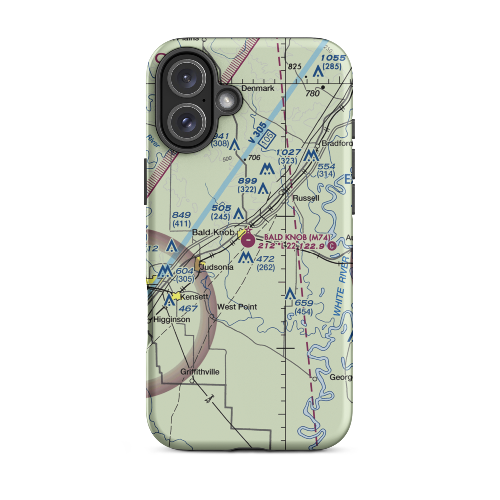 Bald Knob Municipal Airport (M74) VFR Sectional  Tough iPhone Case iPhone 16 Plus model shown