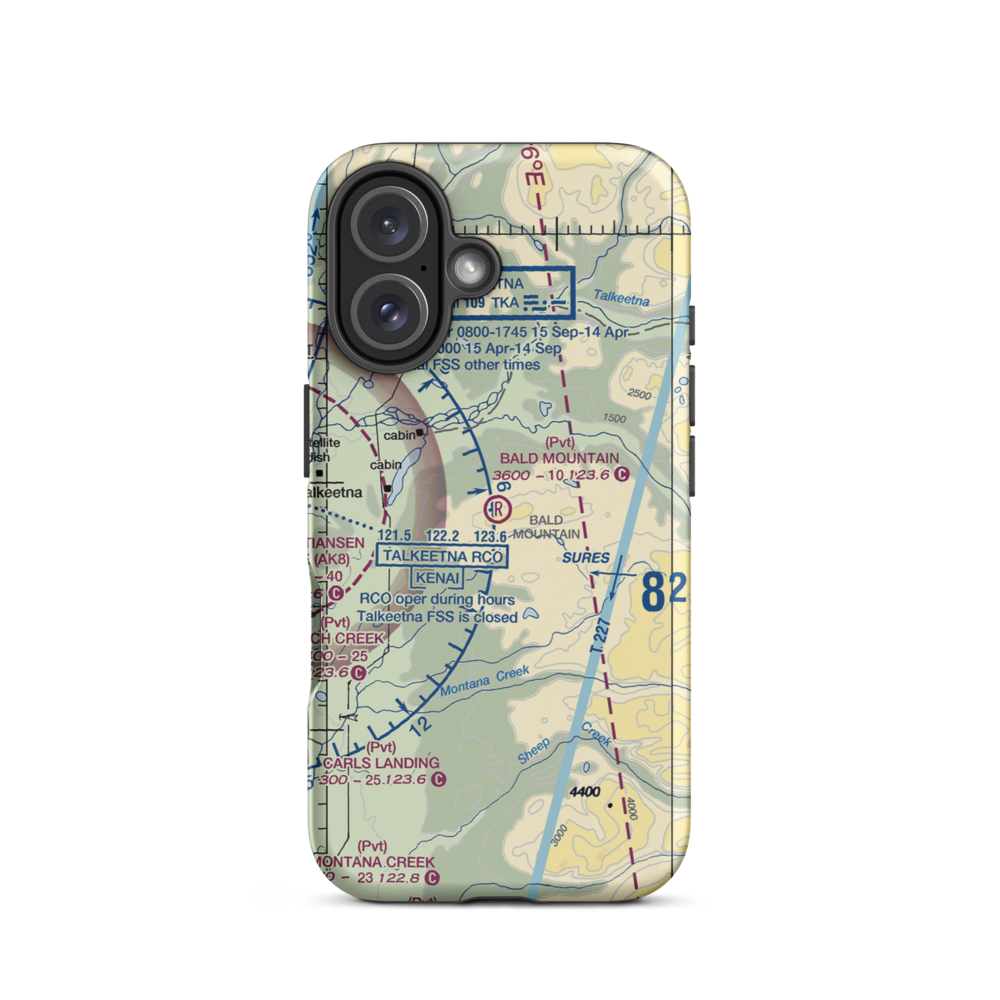 Bald Mountain Airport (2AK7) VFR Sectional  Tough iPhone Case iPhone 16 model shown