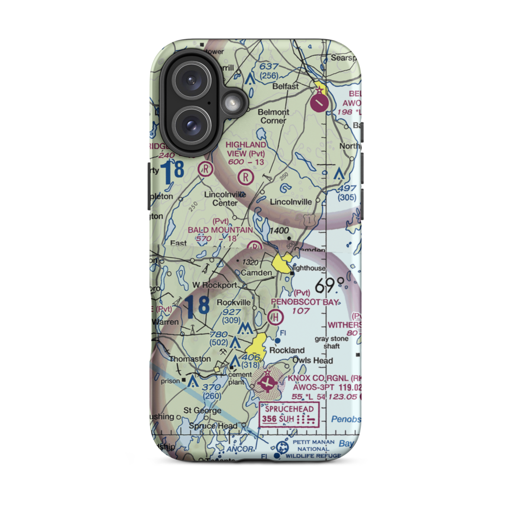 Bald Mountain Airport (ME14) VFR Sectional  Tough iPhone Case iPhone 16 Plus model shown