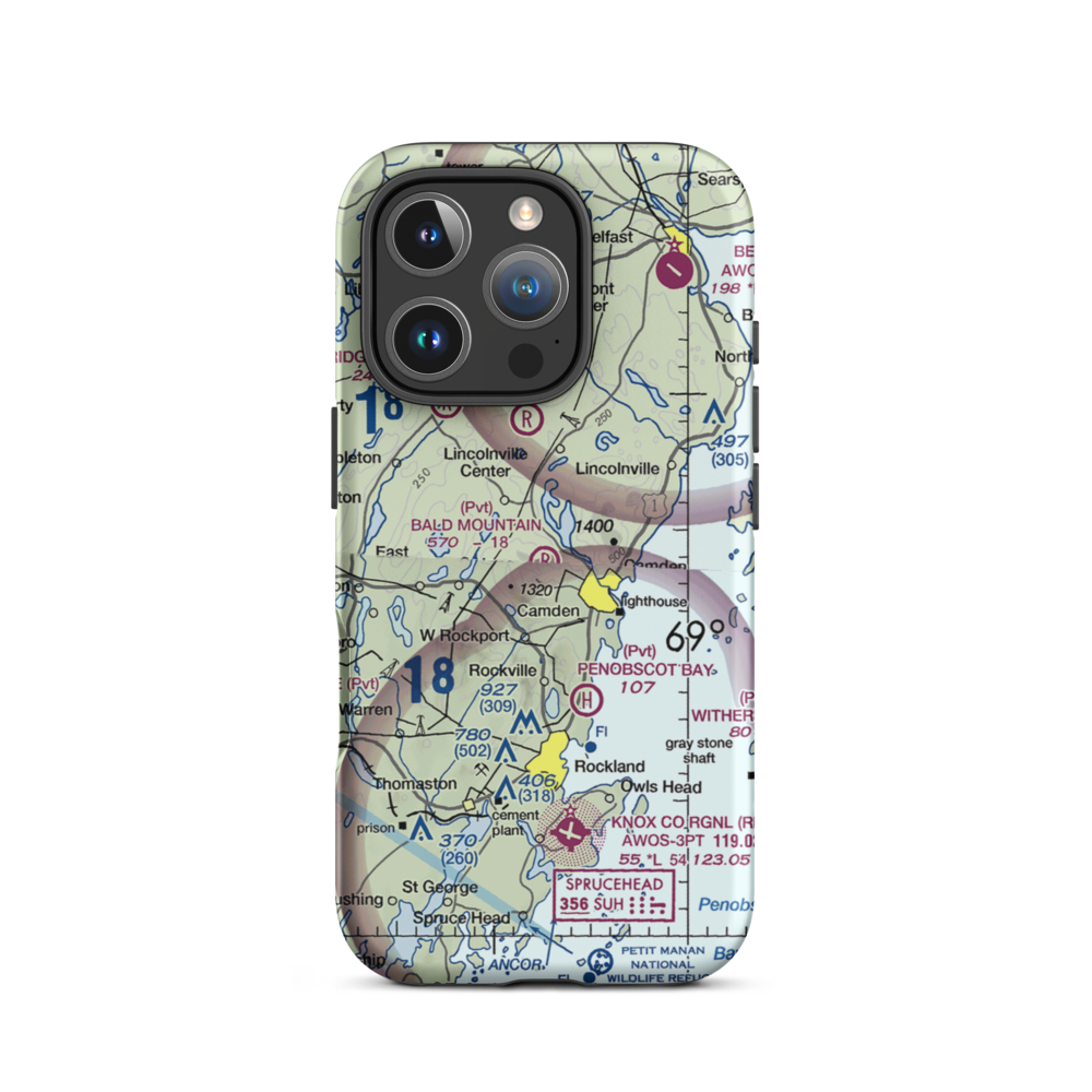 Bald Mountain Airport (ME14) VFR Sectional  Tough iPhone Case iPhone 16 Pro model shown