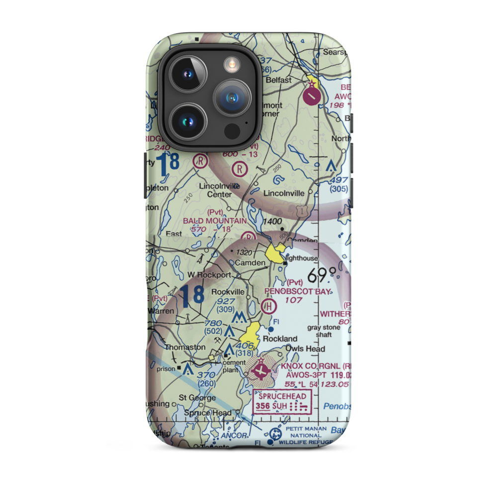 Bald Mountain Airport (ME14) VFR Sectional  Tough iPhone Case iPhone 16 Pro Max model shown