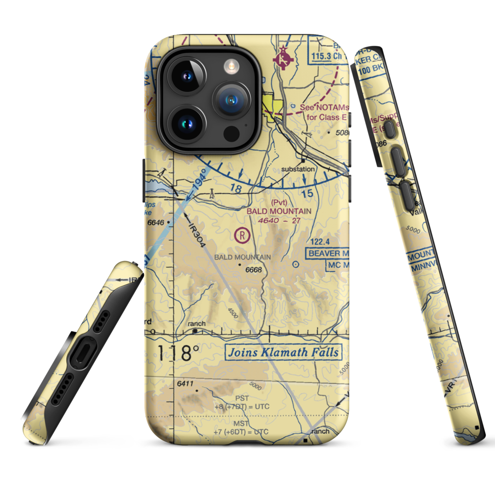 Bald Mountain Airport (OG45) VFR Sectional  Tough iPhone Case iPhone 15 Pro Max model shown