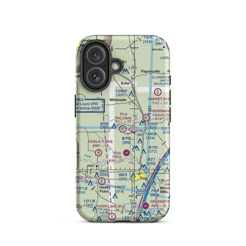 Baldwin Airport (MO39) VFR Sectional  Tough iPhone Case iPhone 16 model shown