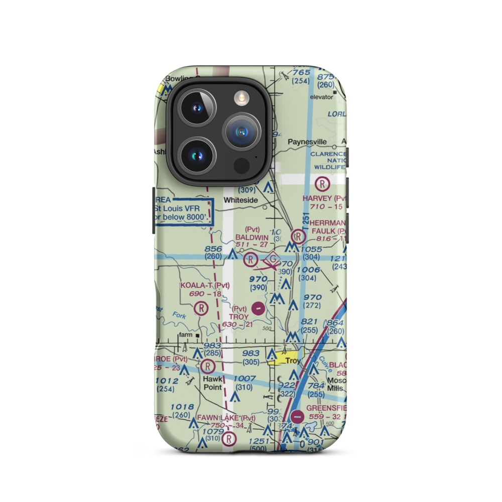 Baldwin Airport (MO39) VFR Sectional  Tough iPhone Case iPhone 16 Pro model shown