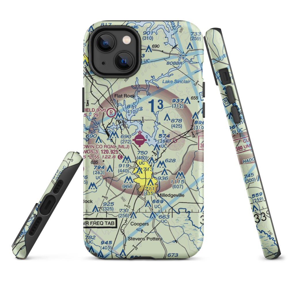 Baldwin County Regional Airport (MLJ) VFR Sectional  Tough iPhone Case iPhone 14 Plus model shown