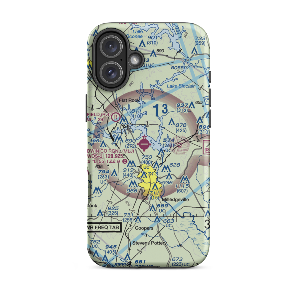 Baldwin County Regional Airport (MLJ) VFR Sectional  Tough iPhone Case iPhone 16 Plus model shown