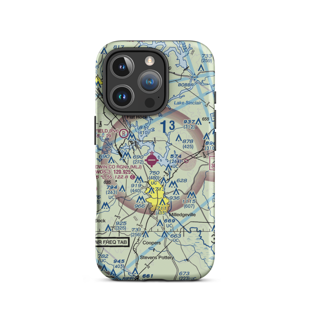 Baldwin County Regional Airport (MLJ) VFR Sectional  Tough iPhone Case iPhone 16 Pro model shown