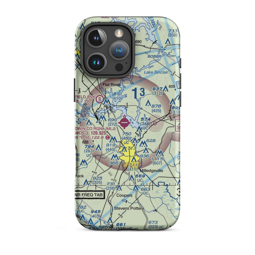Baldwin County Regional Airport (MLJ) VFR Sectional  Tough iPhone Case iPhone 16 Pro Max model shown