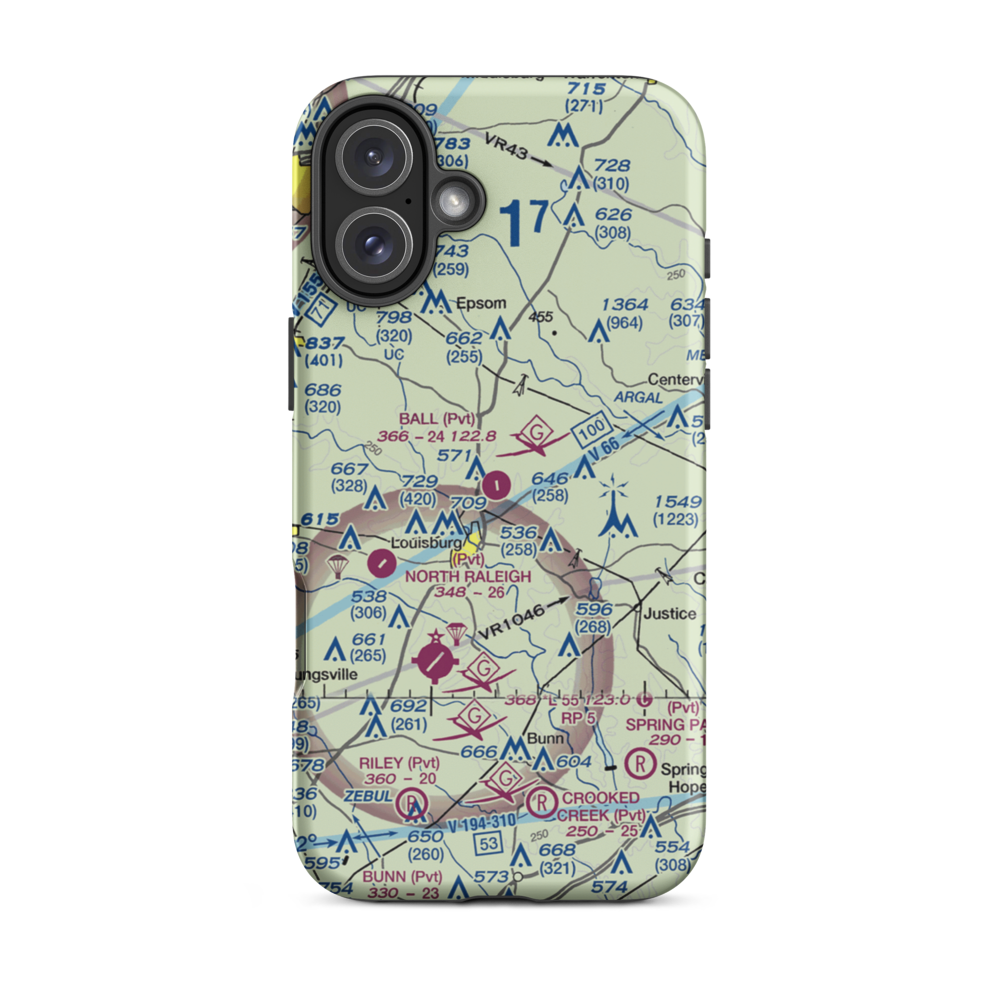 Ball Airport (79NC) VFR Sectional  Tough iPhone Case iPhone 16 Plus model shown