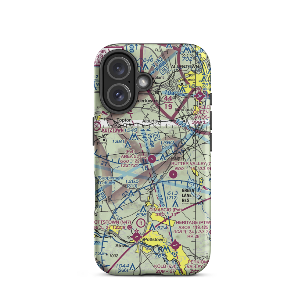 Bally Spring Farm Airport (PA35) VFR Sectional  Tough iPhone Case iPhone 16 model shown