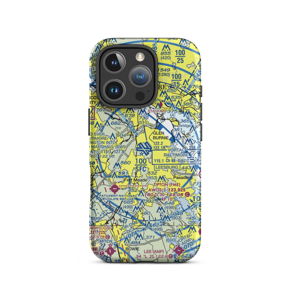 Baltimore/Washington International Thurgood Marshall Airport (BWI) VFR Sectional  Tough iPhone Case iPhone 16 Pro model shown