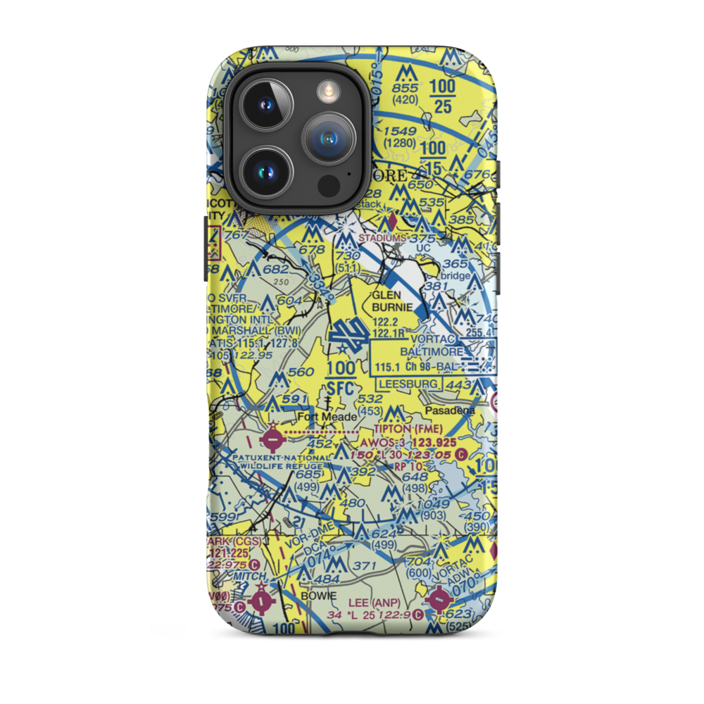 Baltimore/Washington International Thurgood Marshall Airport (BWI) VFR Sectional  Tough iPhone Case iPhone 16 Pro Max model shown