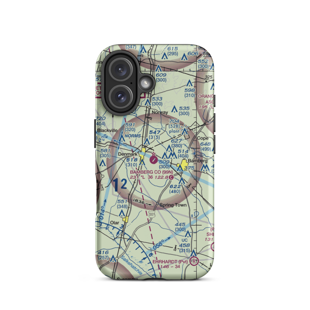 Bamberg County Airport (99N) VFR Sectional  Tough iPhone Case iPhone 16 model shown