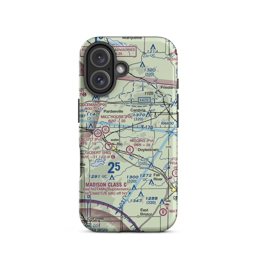 Bancroft East Airport (4WI1) VFR Sectional  Tough iPhone Case iPhone 16 model shown