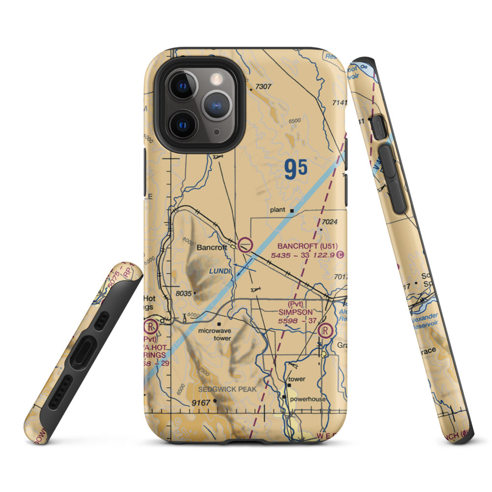 Bancroft Municipal Airport (U51) VFR Sectional  Tough iPhone Case iPhone 11 Pro model shown