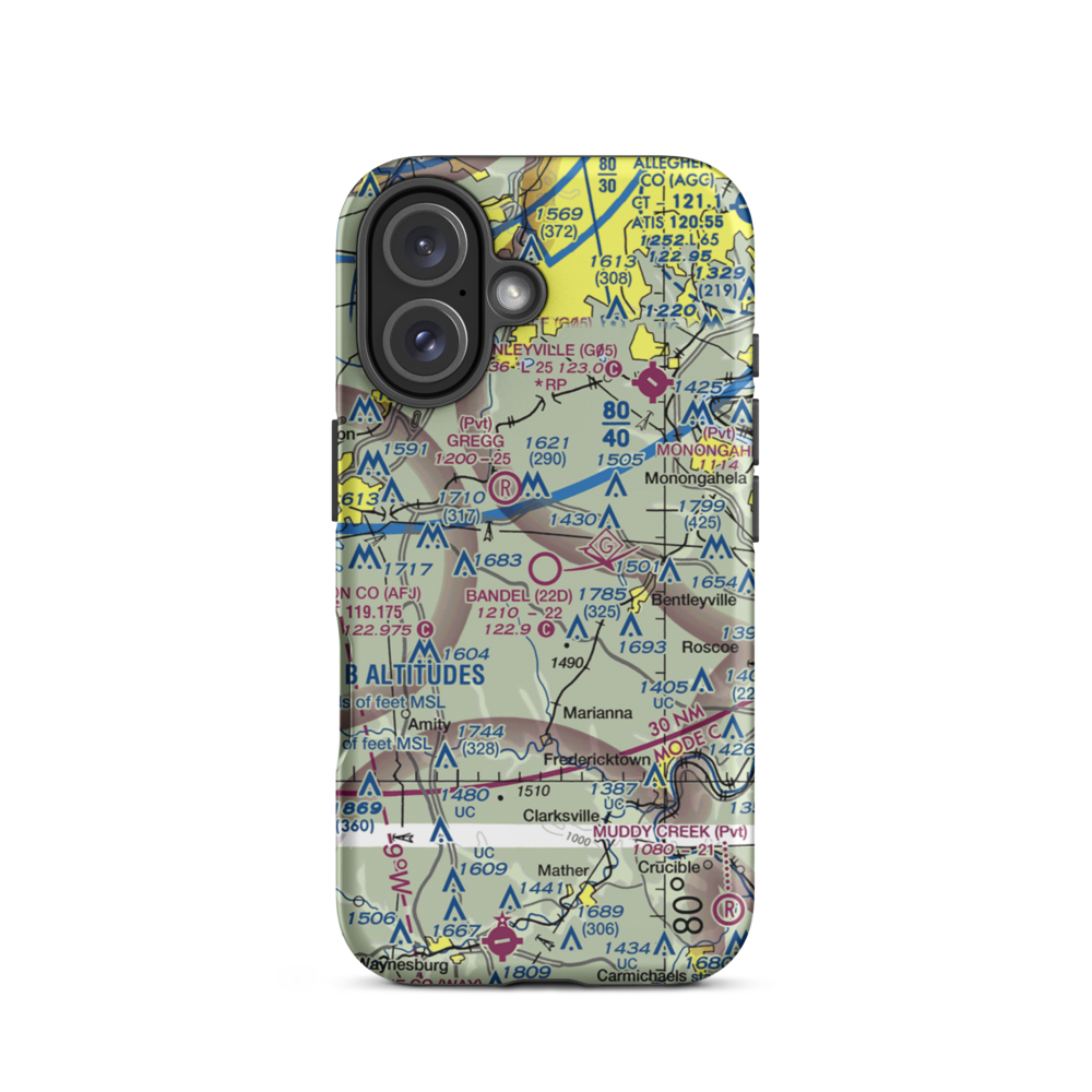 Bandel Airport (22D) VFR Sectional  Tough iPhone Case iPhone 16 model shown
