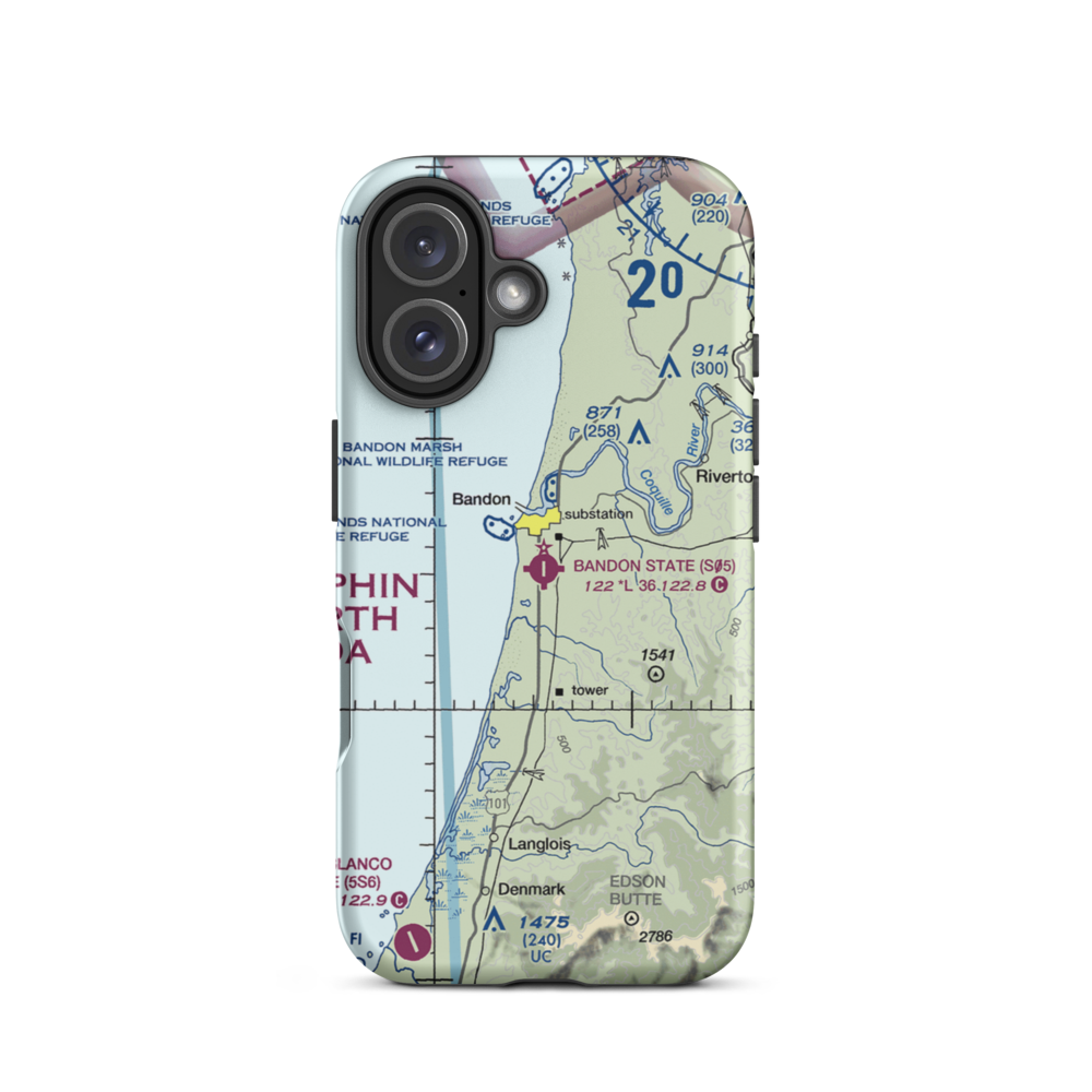 Bandon State Airport (S05) VFR Sectional  Tough iPhone Case iPhone 16 model shown