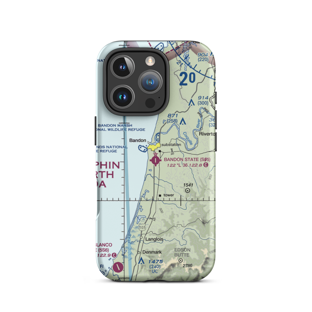 Bandon State Airport (S05) VFR Sectional  Tough iPhone Case iPhone 16 Pro model shown