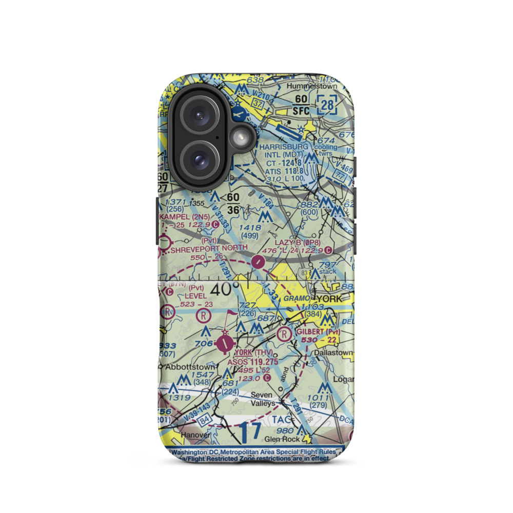 Baney's Airport (90PN) VFR Sectional  Tough iPhone Case iPhone 16 model shown