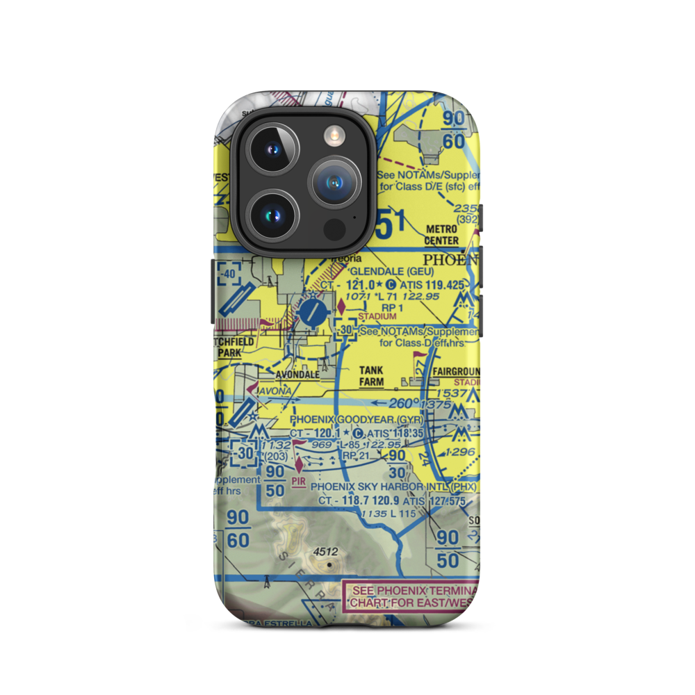 Banner Estrella Medical Center Heliport (BE1) VFR Sectional  Tough iPhone Case iPhone 16 Pro model shown